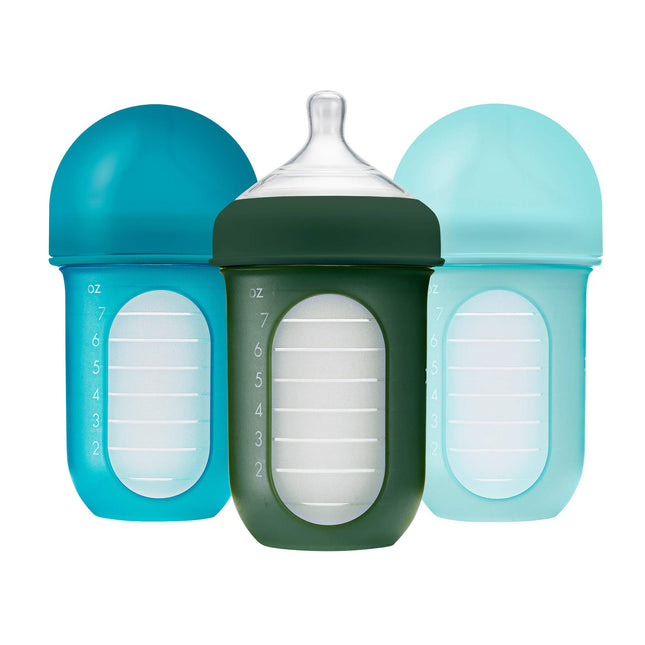 NURSH SILICONE POUCH BOTTLE 8 OZ - 3 PK Blue