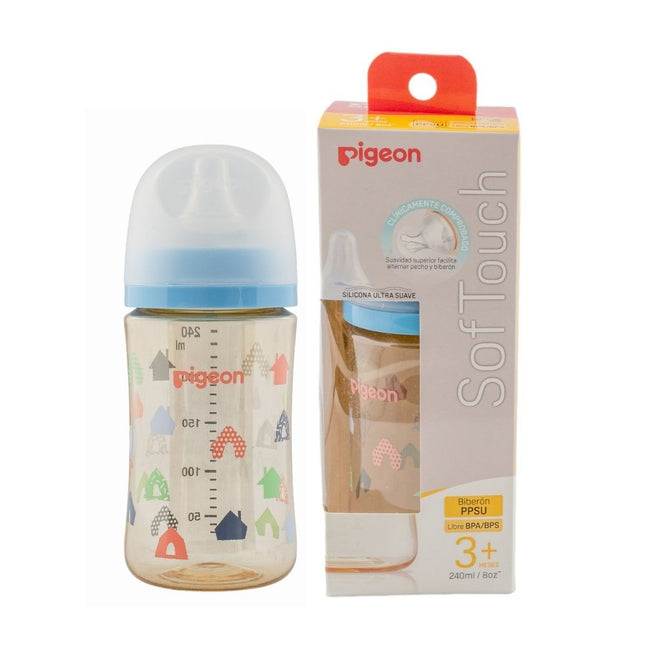 Biberon Softouch Pigeon PPSU 240 ml. House Rosca Azul