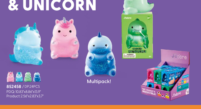 Unicorn&dino Glitter Squi