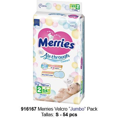 Merries Velcro Jumbo Pack S 54 pcs