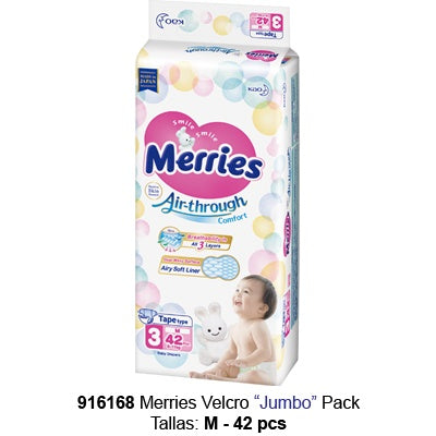 Merries Velcro Jumbo Pack M 42 pcs