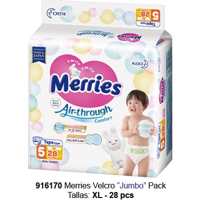Merries Velcro Jumbo Pack XL 28 pcs