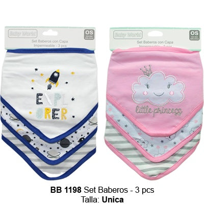 Set de babero con capa impermeable 3 pcs