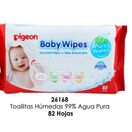 Toallita Humeda 82 Hojas 99% Agua Pura  Pigeon