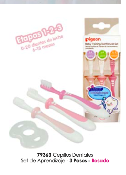 Cepillos dentales set de aprendizaje  3 etapas Rosado