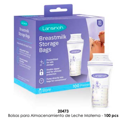 Bolsa de almacenamiento p/leche materna 100 unid Lansinoh
