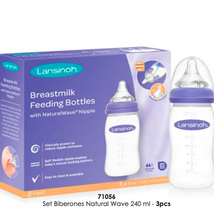 Set Biberones Natural Wave 240ml Pack x 3
