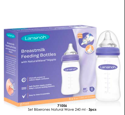 Set Biberones Natural Wave 240ml Pack x 3