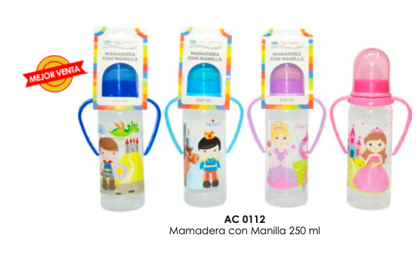 Mamadera Boca Estándar con manilla  Princesa 250 ml