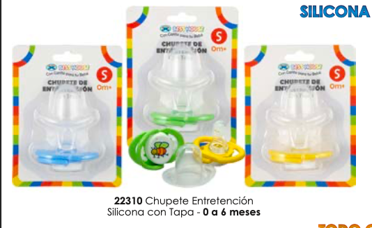 Chupete Ent. Silicona c/tapa odont. 0 a 6 meses