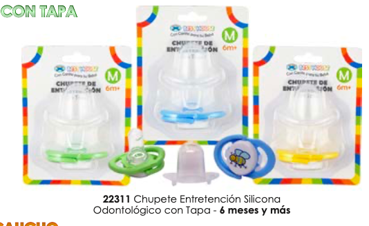 Chupete Ent Silicona c/tapa odont 6 meses o más