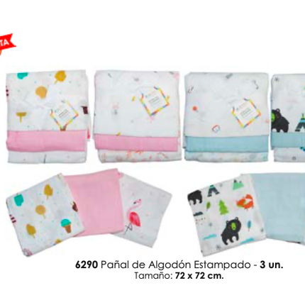 Pañal de Algodón Estampado x 3
