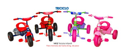 Triciclo Infantil 4 colores (azul-rojo-morado-rosado )