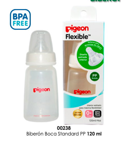 Biberon B/Std P.P Peristaltico "S" 120 ML Pigeon