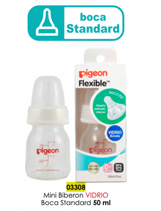 Mini biberon vidrio 50cc chupete peristáltico corte"S"