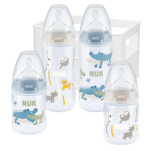 Pack 4 Mamaderas First Choice Azul/Blanco Cocodrilo