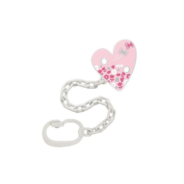 Clip Cadena Sujeta Chupete Corazon Rosado