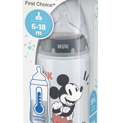 Mamadera First Choice Silicona Mickey Mouse con Sensor de Temperatura 300ml.