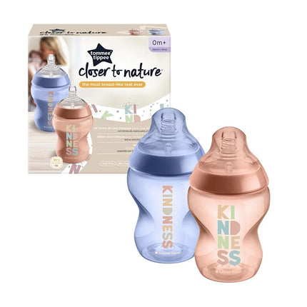 Set 2 mamaderas Kindness Closer to Nature morada y damasco 260ml