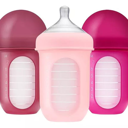 NURSH SILICONE POUCH BOTTLE 8 OZ - 3 PK Pink
