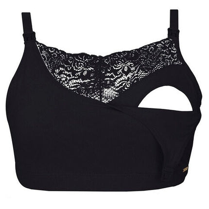 SOSTÉN DE LACTANCIA ALGODÓN - SEMI ENCAJE XL NEGRO