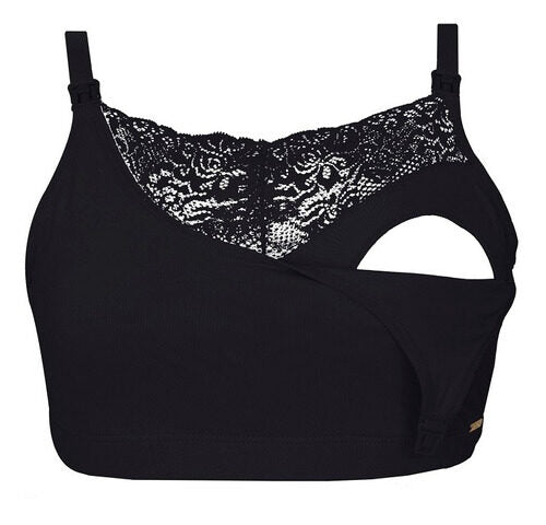 SOSTÉN DE LACTANCIA ALGODÓN - SEMI ENCAJE XL NEGRO