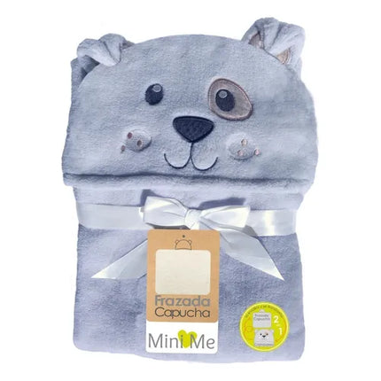 Mantas Capucha 100*75 cms Coral fleece Perrito (gris)