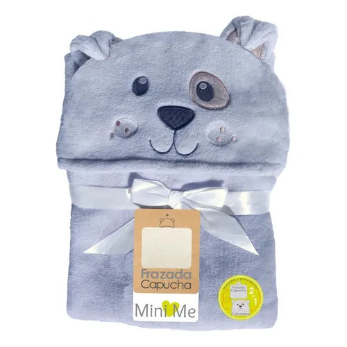 Mantas Capucha 100*75 cms Coral fleece Perrito (gris)