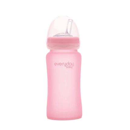Mamadera De Vidrio Con Bombilla 240 ml Rosado