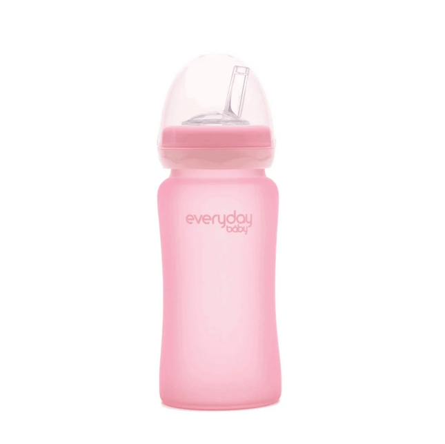 Mamadera De Vidrio Con Bombilla 240 ml Rosado
