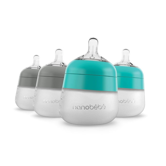 Mamadera de silicona 150 ml pack 4 unidades color Turquesa & Gris