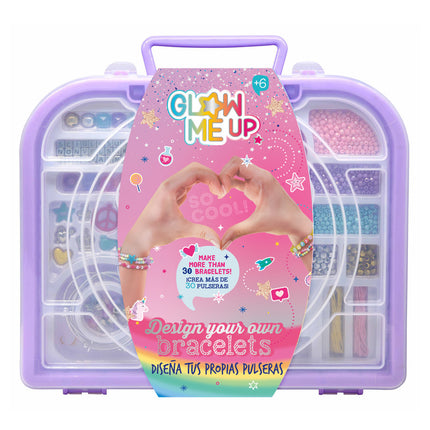 Set de mostacillas con estuche, hilos, cuentas y accesorios incluidos.