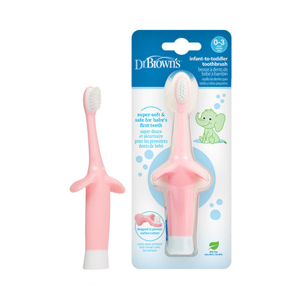 Cepillo de Dientes Bebés y Niños Pequeños 0-3 años, Elefante rosado