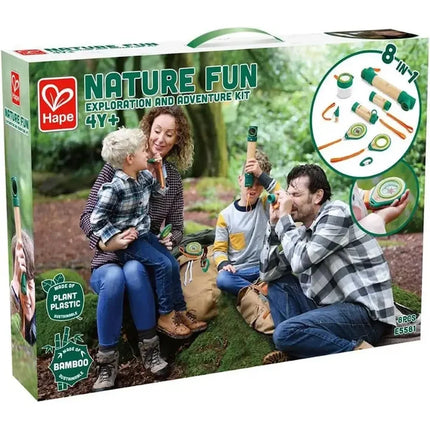 Hape 8 en 1 Nature Fun Kids Plastic Explorer Kit, linterna de trabajo, telescopio, brújula, periscopio y frasco de muestra