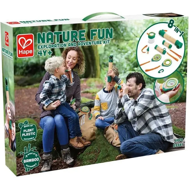 Hape 8 en 1 Nature Fun Kids Plastic Explorer Kit, linterna de trabajo, telescopio, brújula, periscopio y frasco de muestra