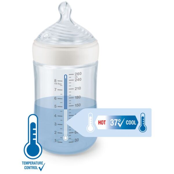 MAMADERA NATURE SENSE CON SENSOR DE TEMPERATURA 260 ML COLORES