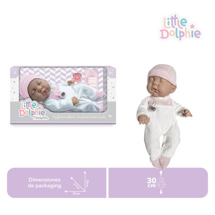 Muñeca recién nacida de 30 cm con cuerpo de vinilo. Incluye chupete A