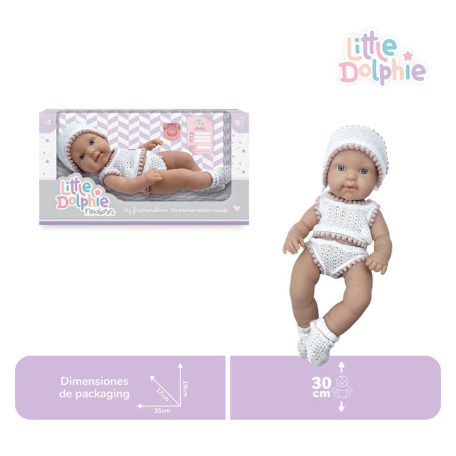 Muñeca recién nacida de 30 cm con cuerpo de vinilo. Incluye chupete B