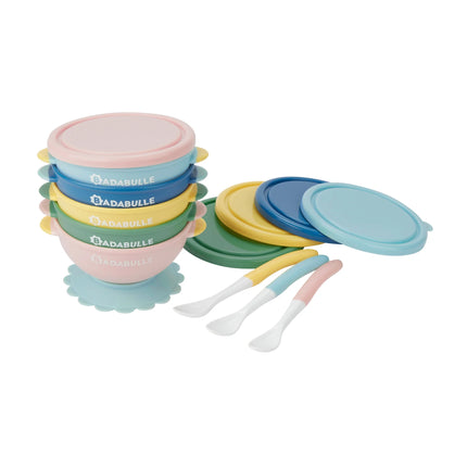 BADABULLE PACK DE 5 TAZONES ANTIDESLIZANTES + 3 CUCHARAS