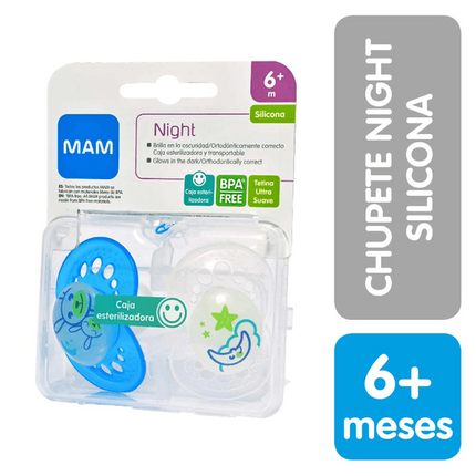 Pack 2 Chupetes Original Night Silicona 6+ meses MAM