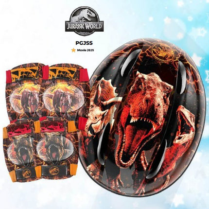 SET CASCO, RODILLERAS Y CODERAS JURASSIC WORLD