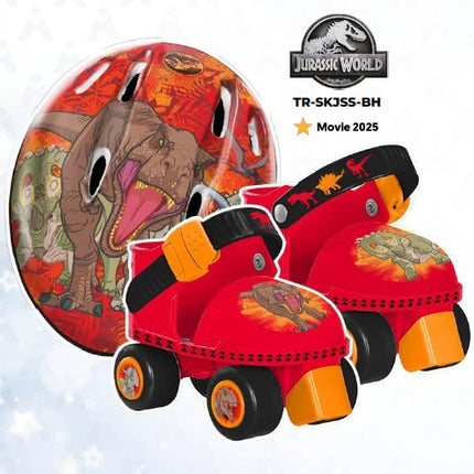 SET PATINES 4 RUEDAS CON CASCO JURASSIC WORLD