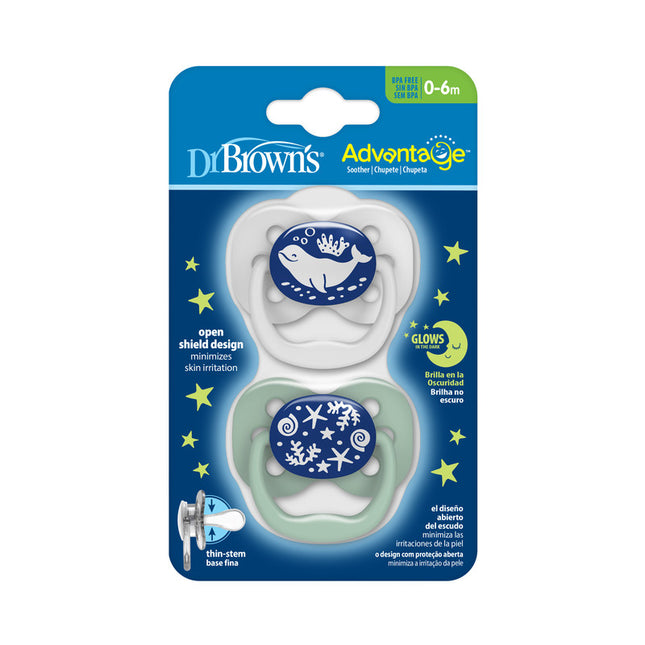Chupete Advantage Noche 0-6M 2UN, Océano Azul