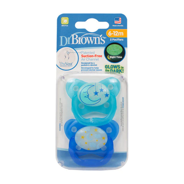 Chupete Prevent Noche Mariposa 6-12M 2UN azul