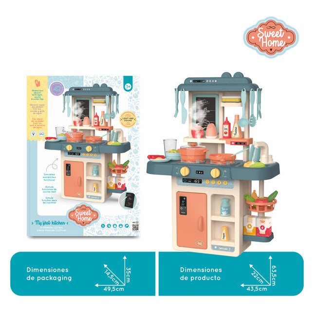 Set de cocina con bomba de agua, vapor real, luz, sonido y 42 accesorios.