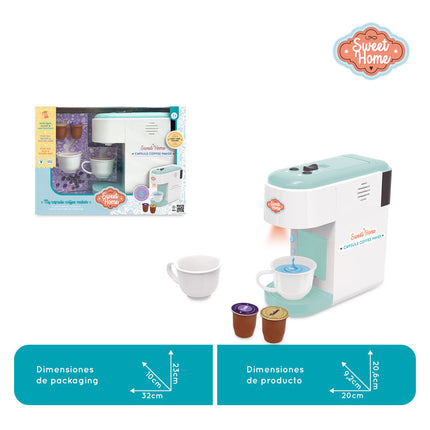 Máquina de café de cápsulas con luz, sonido, 2 tazas y 2 cápsulas incluidas.