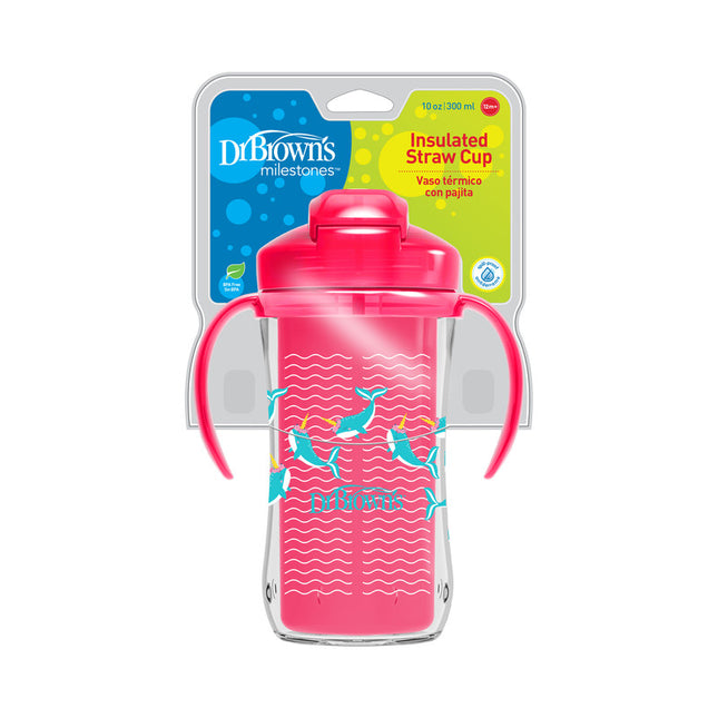 Vaso Térmico con pajita 300ml 12M+ Rosado