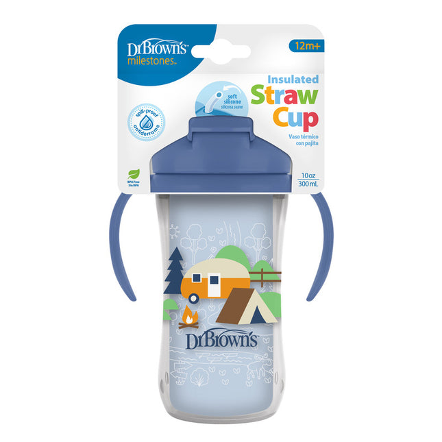 Vaso Térmico con pajita 300ml 12M+ azul