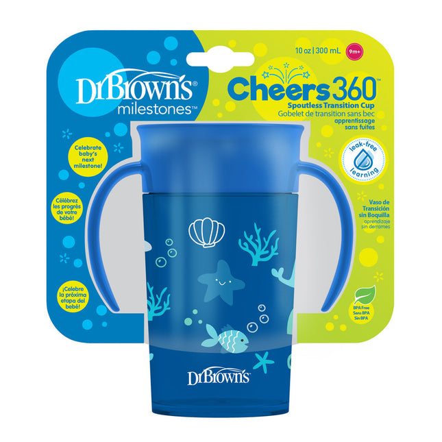 Vaso 360° con asas 300ml 9M+ azul