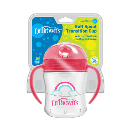 Vaso con asas y boquilla blanda 180ml 6M+ Rosado